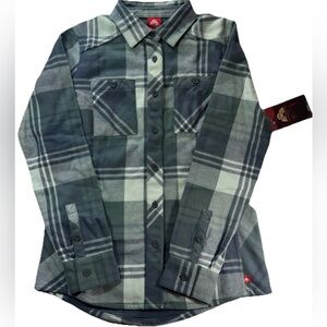 NWT Eastern Mountain Sports women’s XS flannel button up shirt blue green plaid